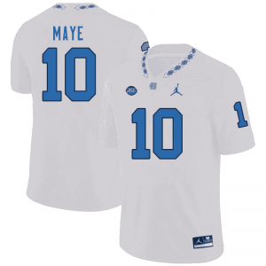Drake Maye North Carolina Men #10 Football Authentic Jersey | Officially Licensed NCAA, Carolina White 36612613