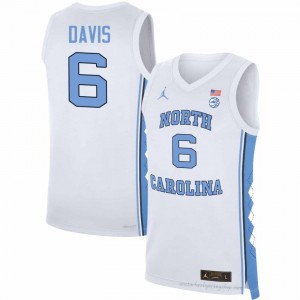 Elijah Davis North Carolina Men #6 Basketball Authentic Jersey | Officially Licensed NCAA, Carolina White 89182925