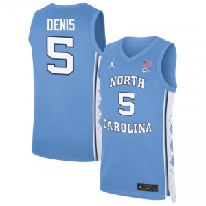 Isaiah Denis #5 UNC Tar Heels Blue Men Authentic Jersey | Official Licensed NCAA Basketball Gear | All Sizes 32822717