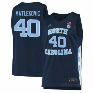 Officially Licensed Ivan Matlekovic Tar Heels #40 Navy Men Basketball Jersey | 2025 Game-Worn Style for Stadium & Tailgate Fans 66672396