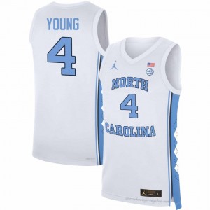 Jaydon Young Tar Heels Men #4 Basketball Authentic Jersey | Officially Licensed NCAA, Carolina White 64671941