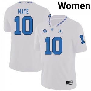 Drake Maye Tar Heels Women #10 Football Authentic Jersey | Officially Licensed NCAA, Carolina White 42507818