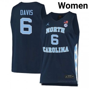 Officially Licensed Elijah Davis Tar Heels #6 Navy Women Basketball Jersey | 2025 Game-Worn Style for Stadium & Tailgate Fans 16919575