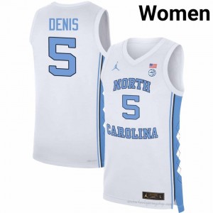 Isaiah Denis North Carolina Tar Heels Women #5 Basketball Authentic Jersey | Officially Licensed NCAA, Carolina White 31778003
