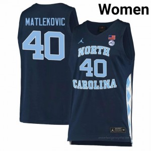 Officially Licensed Ivan Matlekovic North Carolina Tar Heels #40 Navy Women Basketball Jersey | 2025 Game-Worn Style for Stadium & Tailgate Fans 92553816