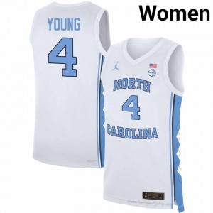Jaydon Young North Carolina Tar Heels Women #4 Basketball Authentic Jersey | Officially Licensed NCAA, Carolina White 81690031