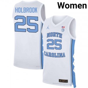 John Holbrook North Carolina Tar Heels Women #25 Basketball Authentic Jersey | Officially Licensed NCAA, Carolina White 43452250