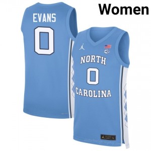 Kyan Evans #0 UNC Tar Heels Blue Women Authentic Jersey | Official Licensed NCAA Basketball Gear | All Sizes 22223622