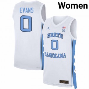 Kyan Evans Tar Heels Women #0 Basketball Authentic Jersey | Officially Licensed NCAA, Carolina White 67102886