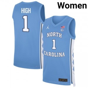 Zayden High #1 North Carolina Tar Heels Blue Women Authentic Jersey | Official Licensed NCAA Basketball Gear | All Sizes 69613468