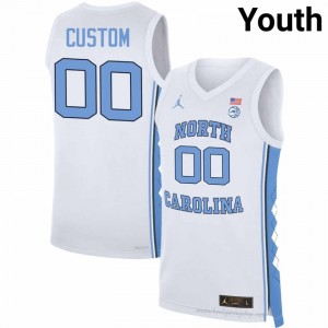 Custom North Carolina Tar Heels Youth #00 Basketball Authentic Jersey | Officially Licensed NCAA, Carolina White 35109197