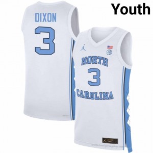 Derek Dixon UNC Tar Heels Youth #3 Basketball Authentic Jersey | Officially Licensed NCAA, Carolina White 79665420