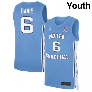 Elijah Davis #6 Tar Heels Blue Youth Authentic Jersey | Official Licensed NCAA Basketball Gear | All Sizes 58588005