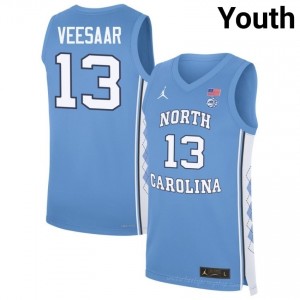 Henri Veesaar #13 North Carolina Blue Youth Authentic Jersey | Official Licensed NCAA Basketball Gear | All Sizes 50078955