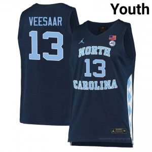 Officially Licensed Henri Veesaar UNC Tar Heels #13 Navy Youth Basketball Jersey | 2025 Game-Worn Style for Stadium & Tailgate Fans 60016730