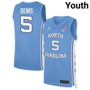 Isaiah Denis #5 UNC Tar Heels Blue Youth Authentic Jersey | Official Licensed NCAA Basketball Gear | All Sizes 80823624