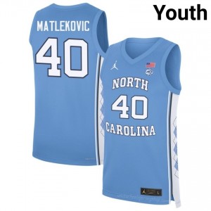 Ivan Matlekovic #40 North Carolina Tar Heels Blue Youth Authentic Jersey | Official Licensed NCAA Basketball Gear | All Sizes 46577740