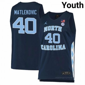 Officially Licensed Ivan Matlekovic Tar Heels #40 Navy Youth Basketball Jersey | 2025 Game-Worn Style for Stadium & Tailgate Fans 67488125