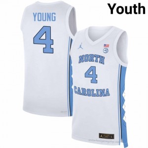 Jaydon Young Tar Heels Youth #4 Basketball Authentic Jersey | Officially Licensed NCAA, Carolina White 59859109