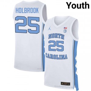 John Holbrook Tar Heels Youth #25 Basketball Authentic Jersey | Officially Licensed NCAA, Carolina White 29095151