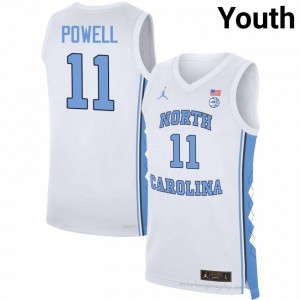 Jonathan Powell North Carolina Tar Heels Youth #11 Basketball Authentic Jersey | Officially Licensed NCAA, Carolina White 66240709