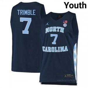 Officially Licensed Seth Trimble Tar Heels #7 Navy Youth Basketball Jersey | 2025 Game-Worn Style for Stadium & Tailgate Fans 47780671