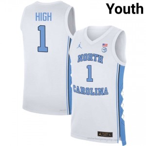 Zayden High North Carolina Youth #1 Basketball Authentic Jersey | Officially Licensed NCAA, Carolina White 45222686
